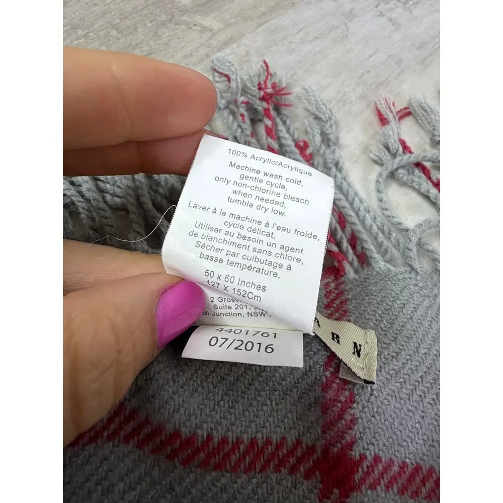 Pottery Barn Gray Plaid Throw Blanket